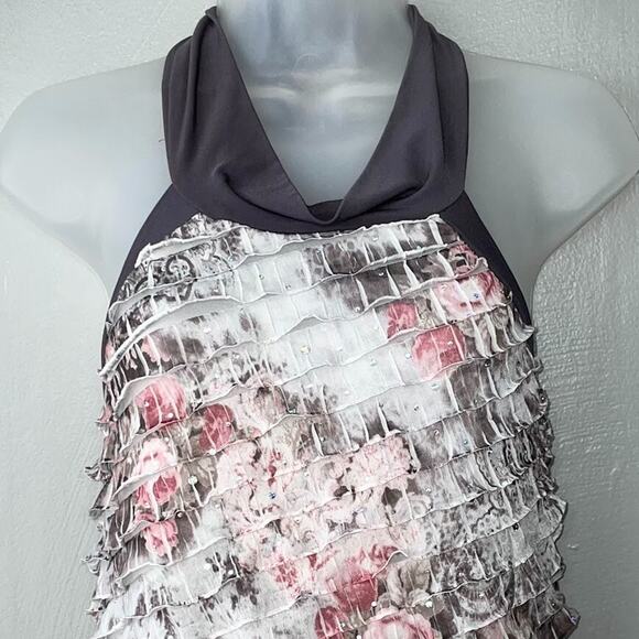 Studio Y Size Large Tiered Ruffle Halter Top Blouson Y2K Fairy Grunge Romantic - Picture 4 of 11